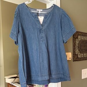 Crown & Ivy Denim Blue Blouse